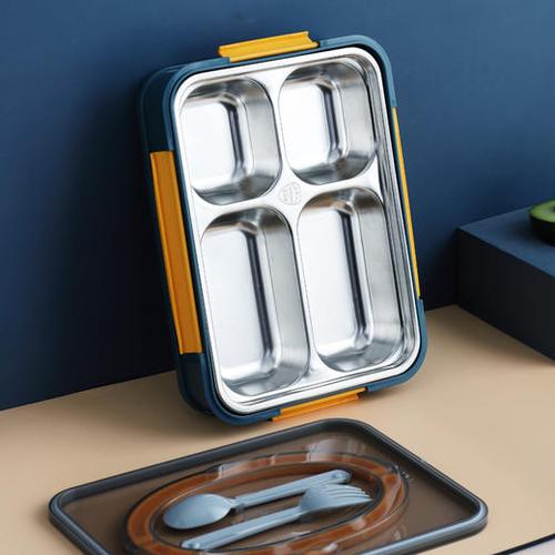 【便携饭盒,送叉勺餐具】学生饭盒不锈钢保温饭盒手提便携式分格注水